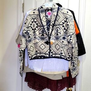 Keren Hart Southwestern Themed Crop Jacket Coat